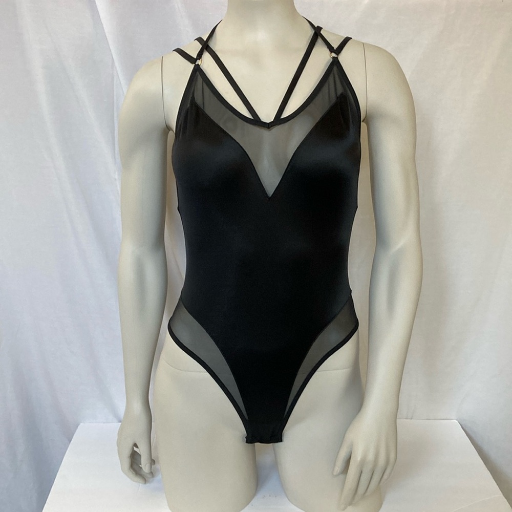 FINAL PRICE VICTORIA’S SECRET Black Strappy Bodysuit Size S Adjustable Straps